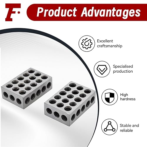 Miniatura 5 de findmall 1 x 2 x 3 Pulgadas Bloques Par Igualado Acero Endurecido 23 Agujeros Precisión 1 2 3 Bloque de Fresado para Mecanistas