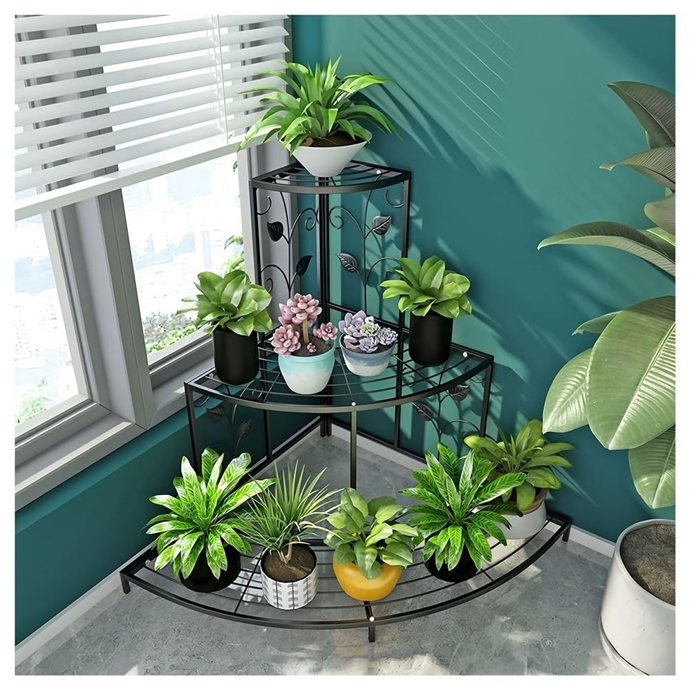 Étagère d'angle en métal porte-pots de fleurs intérieur balcon