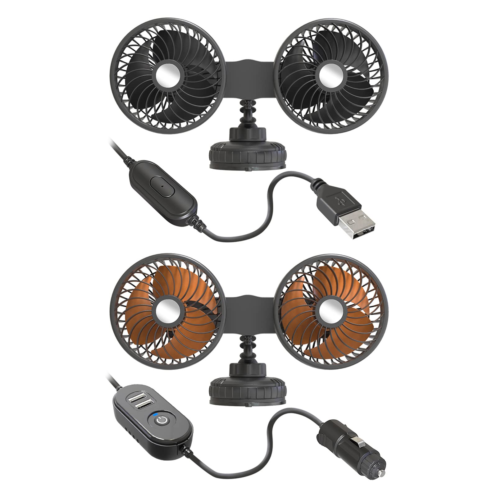YS0911 Suction Cup Cooling Fan Head Angle Adjustable Cooling Fan USB Plug Fan For Truck SUV Home Office Usb Fan