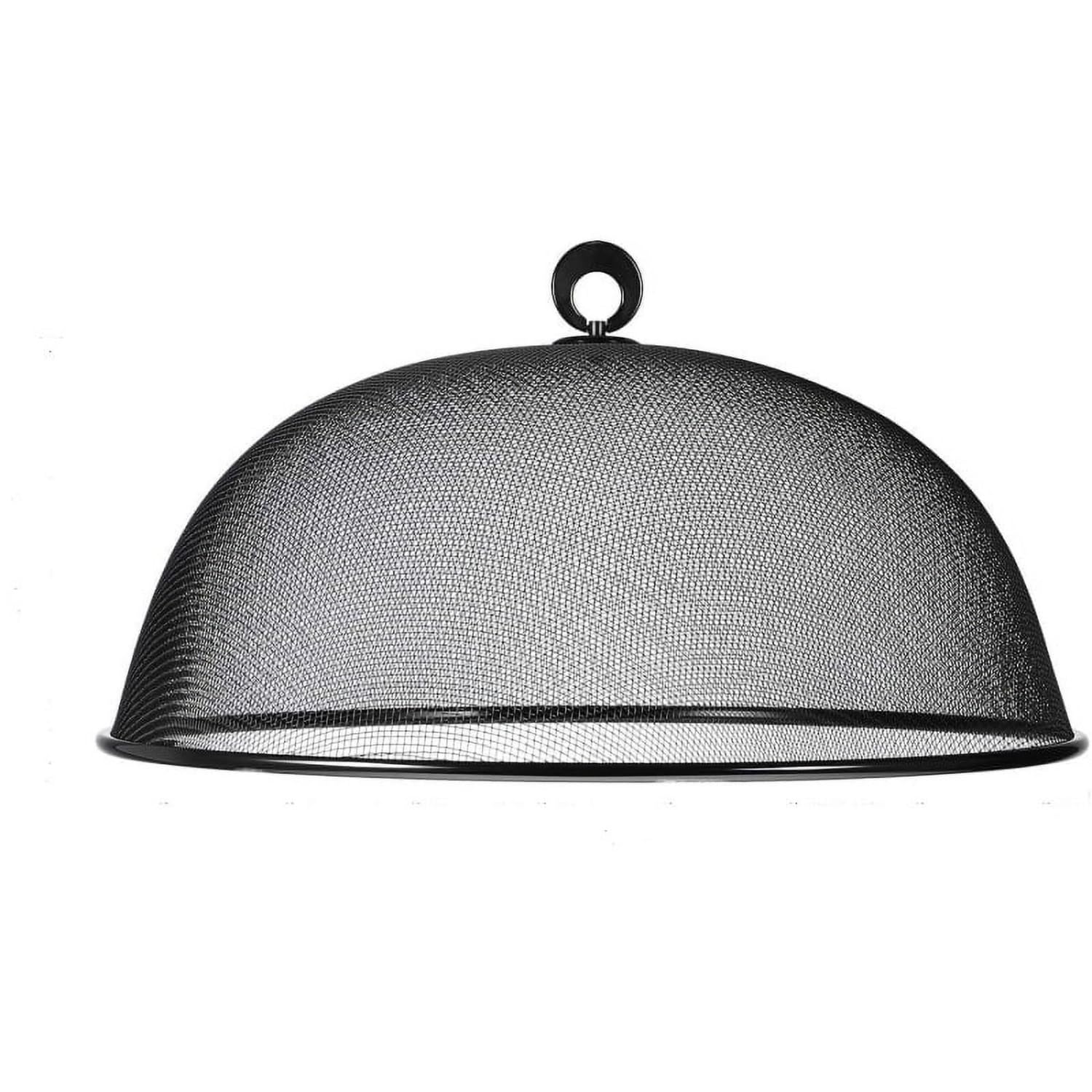 Copertura rotonda per alimenti, in rete metallica, riutilizzabile, protezione per alimenti, a cupola, copertura per alimenti, tende da picnic, copertura per torte, per cucina, cibo, verdure (nero, 30