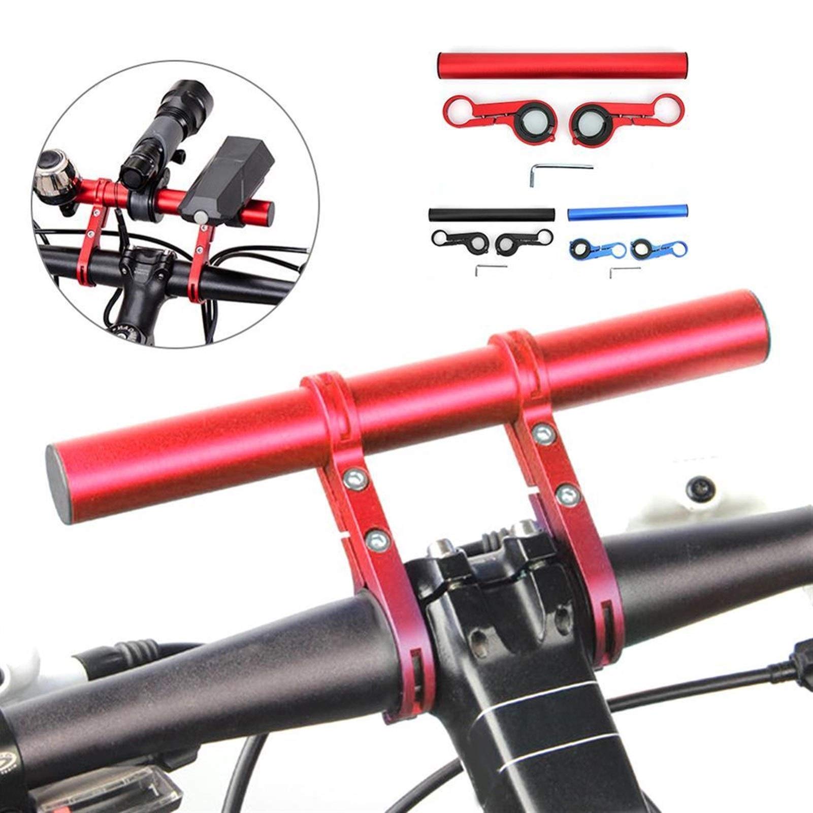 MAGT Extenseur de Guidon de vélo, Support d'extension de Guidon de vélo Multifonction 10 cm rallonge de vélo pour vélo de Montagne et de Route(Rouge
