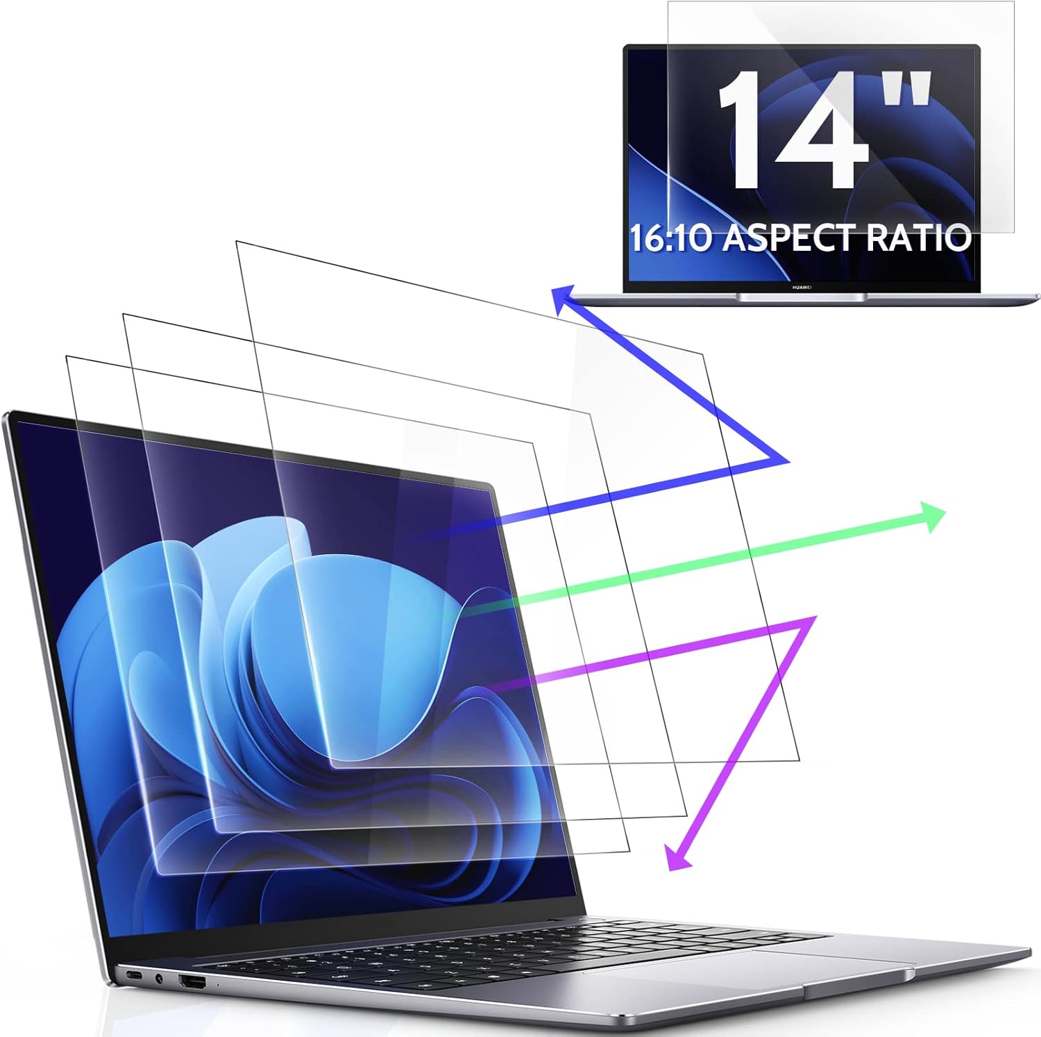Laptop Privacy Screen 14 Inch, Laptop Screen Privacy Shield 16:9 Aspect Ratio Anti-Glare Blue