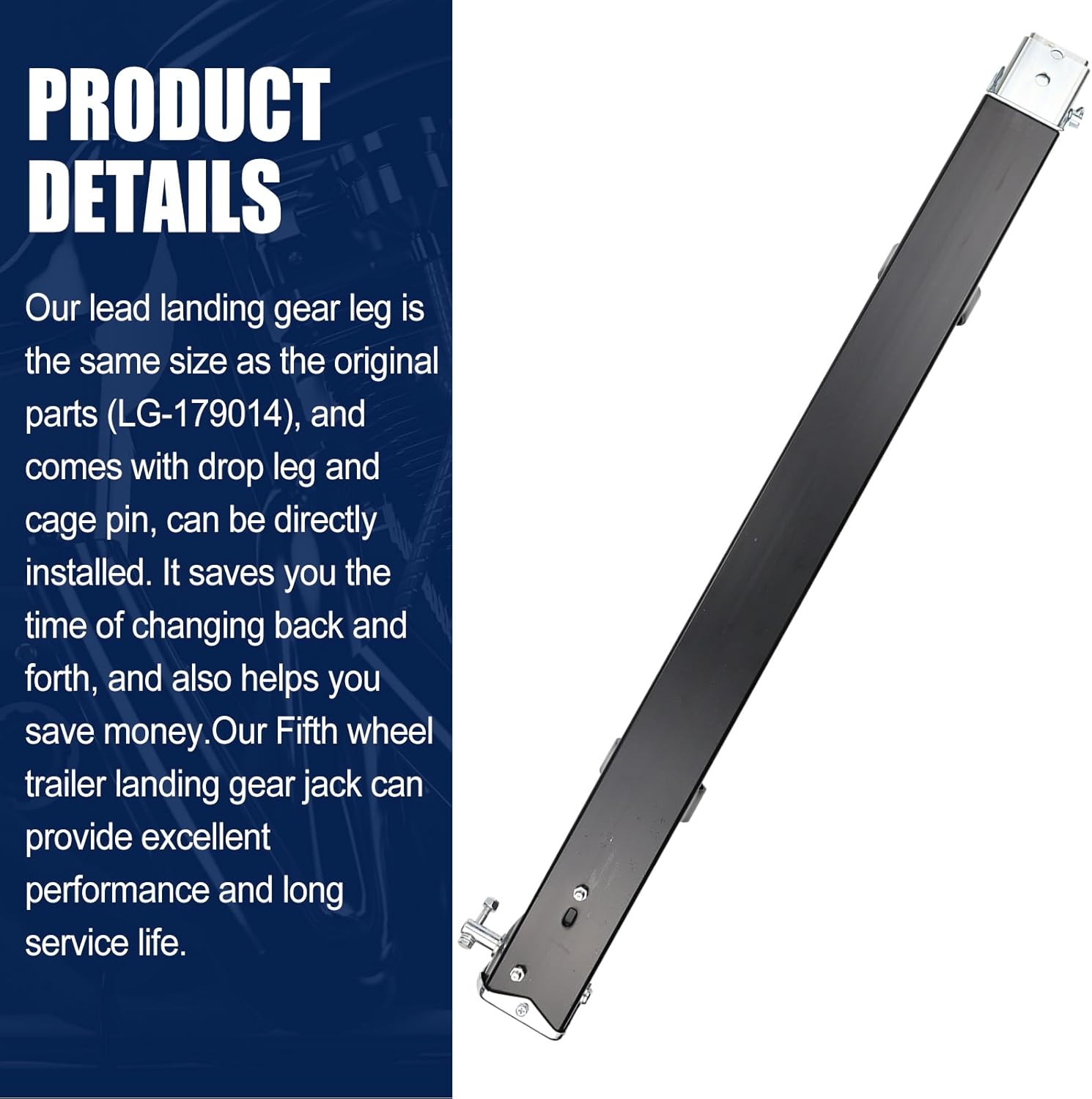 179014 RV Lead Fifth Wheel Landing Gear Leg Compatible with Lippert Venture, Universal 29-1/2" Jack for Atwood & Stromberg Carlson Systems with Drop Leg and Cage Pin