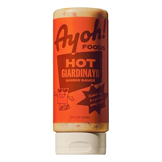 Ayoh Foods, Sando Sauce, Sandwich Sauce, (1-12 Ounce Bottle) - Creamy & Flavorful, Perfect for Sandwiches, Wraps & Dips, Created by Molly Baz (Hot Giardinayo)