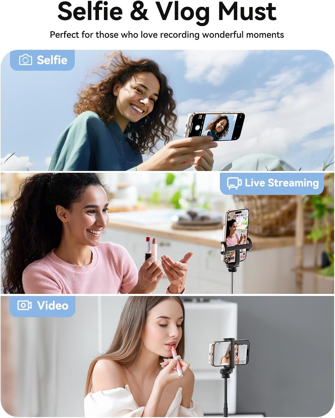 ESSGAER Magnetic Phone Vlog Selfie Monitor Screen, HD Display with Bluetooth Remote for Selfie Vlog Live Stream TikTok Compatible with iPhone & Android