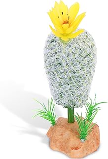 Ipetboom Ornamento decorativo de cacto realista de planta de terrário de plástico com base acessórios de tanque de lagartixa de crista para decoração de habitats de répteis de leopardo lagartixa de dragão barbudo