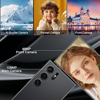 Unlocked Cell Phones C25 Ultra Smartphones 5G Phone Android 14 Mobile Phones 12GB+512GB/7 Display/48MP+108MP Camera/8000 mAh/Dual SIM/Build-in Pen (Black)