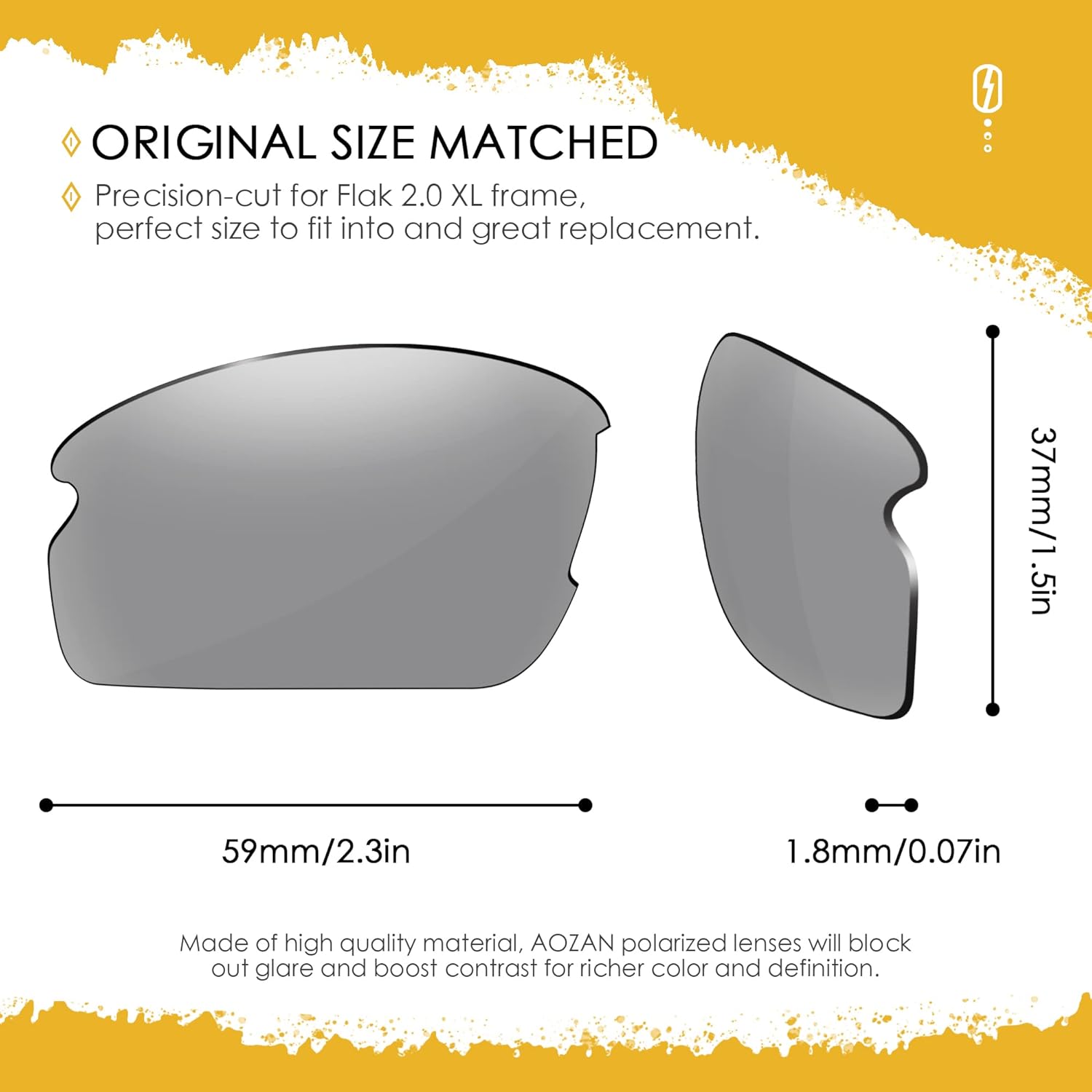 ANSI Z87.1 Replacement Lenses Compatible with Oakley Flak 2.0 XL OO9188 Sunglasses - HI-DEF Photochromic