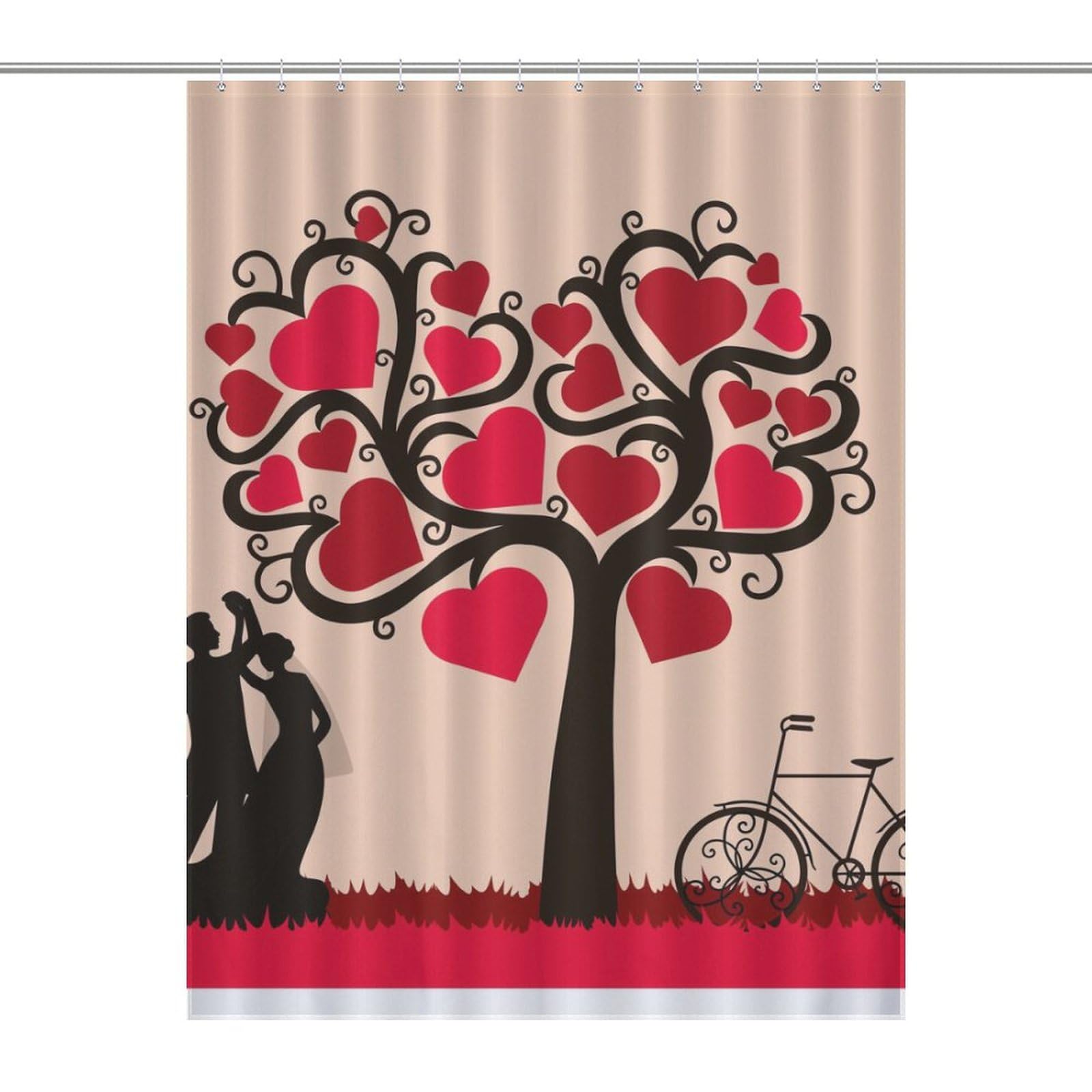 Rideau de douche motif cœur romantique pour rafraîchir la décoration de la salle de bain