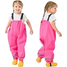 Fewlby Kids Rain Bib Pants, Toddlers Waterproof Suspender Dirty Proof Rain Wear for Boys and Girls