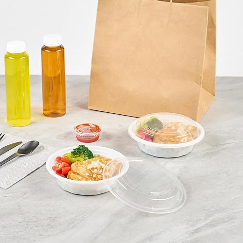 Miniatura 90 de Restaurantware Asporto - Cajas para llevar de 16 onzas, 50 recipientes de alimentos para llevar para microondas, tapas de plástico transparente Negro