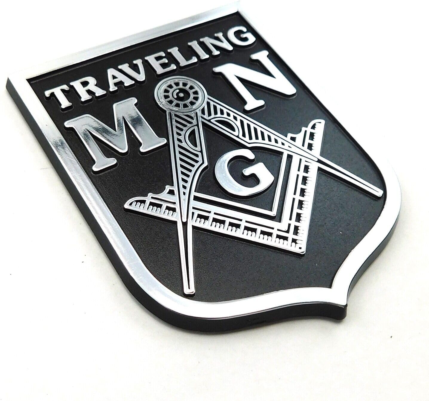 Mason Traveling Man Black Chrome Masonic Plastic car auto Emblem Decal Sticker ManBC