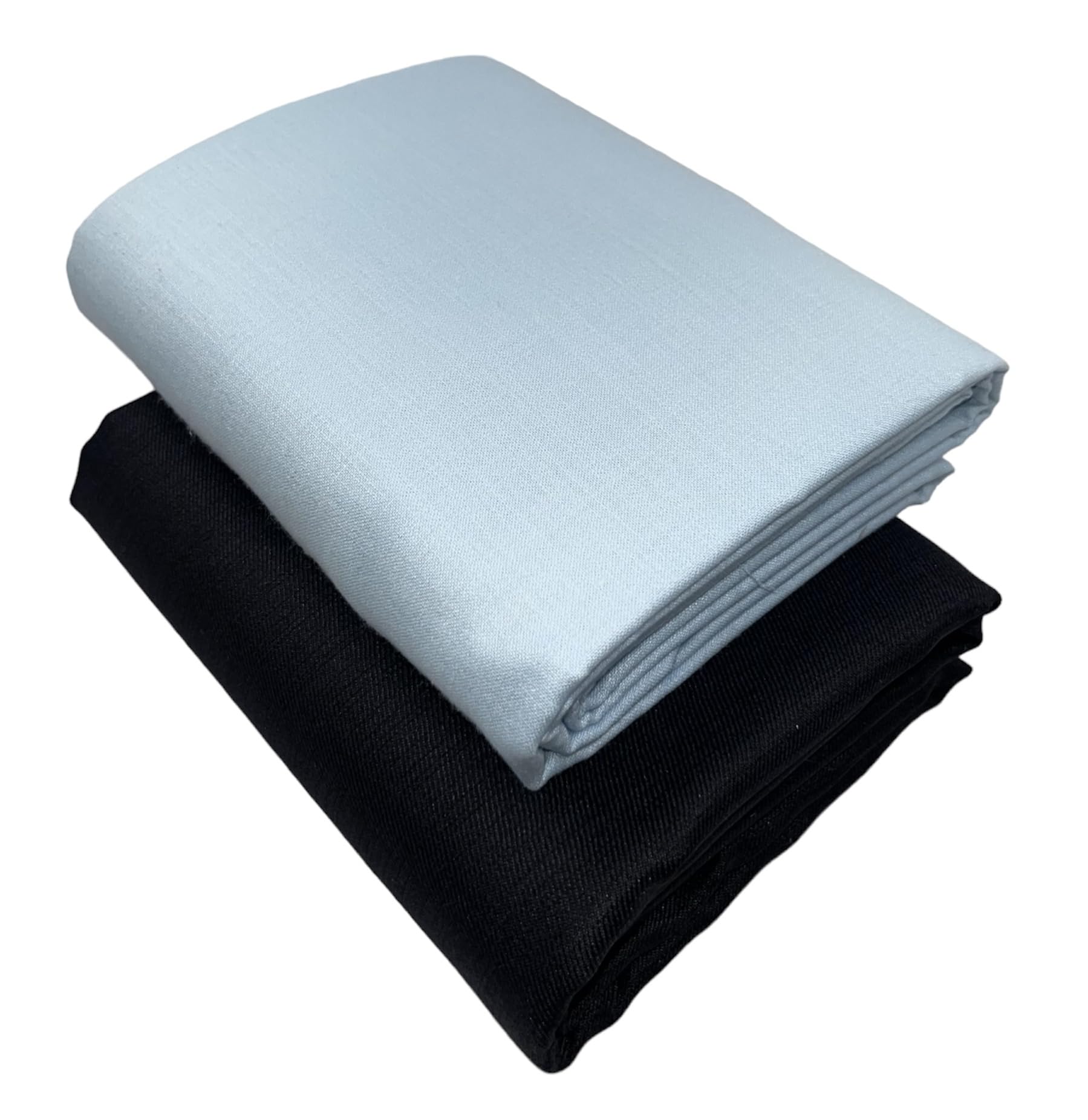 JHABAK'S Untitched Shirt and Trouser Fabric - Cotton Blend Material - 2.25m Shirt Cloth - 1.20m Pant Piece (Powder Blue Shirt & Navy Blue Trousers)