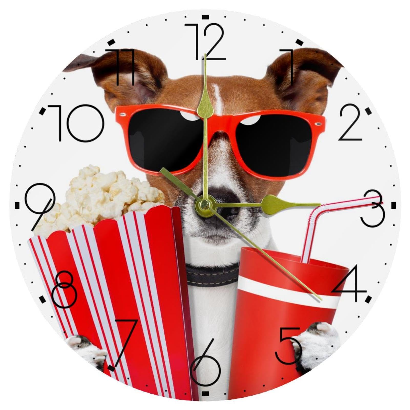 Horloge murale ronde en acrylique 25 cm motif animal mignon sans tic-tac