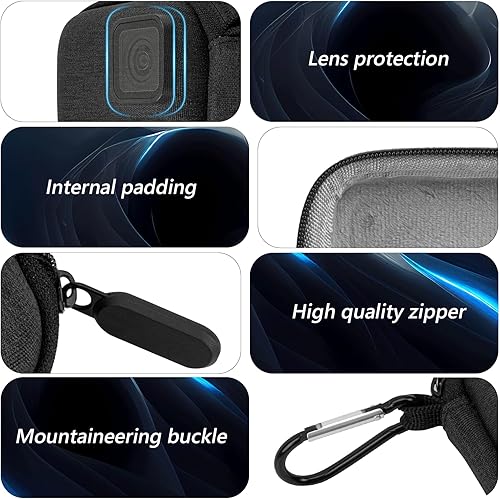Miniatura 4 de GEEKRIA Funda de transporte para cámara de acción compatible con GoPro Hero 6, 7, 8, 9, 10, 11, Insta360 GO 3, ONE R, bolsa de almacenamiento de
