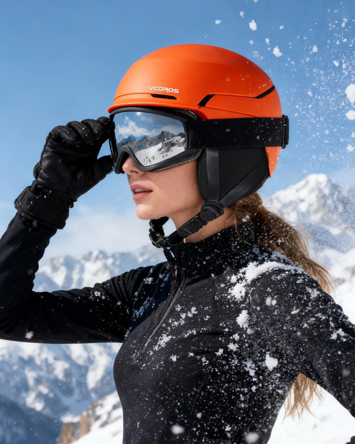 VCOROS Adult Ski Helmet with Goggles Set, Lightweight DXH-811 Snow Sport Helmet for Men and Women, Durable PC Shell, Shockproof Snowboard Helmet for Skiing Snowboarding Snowmobile