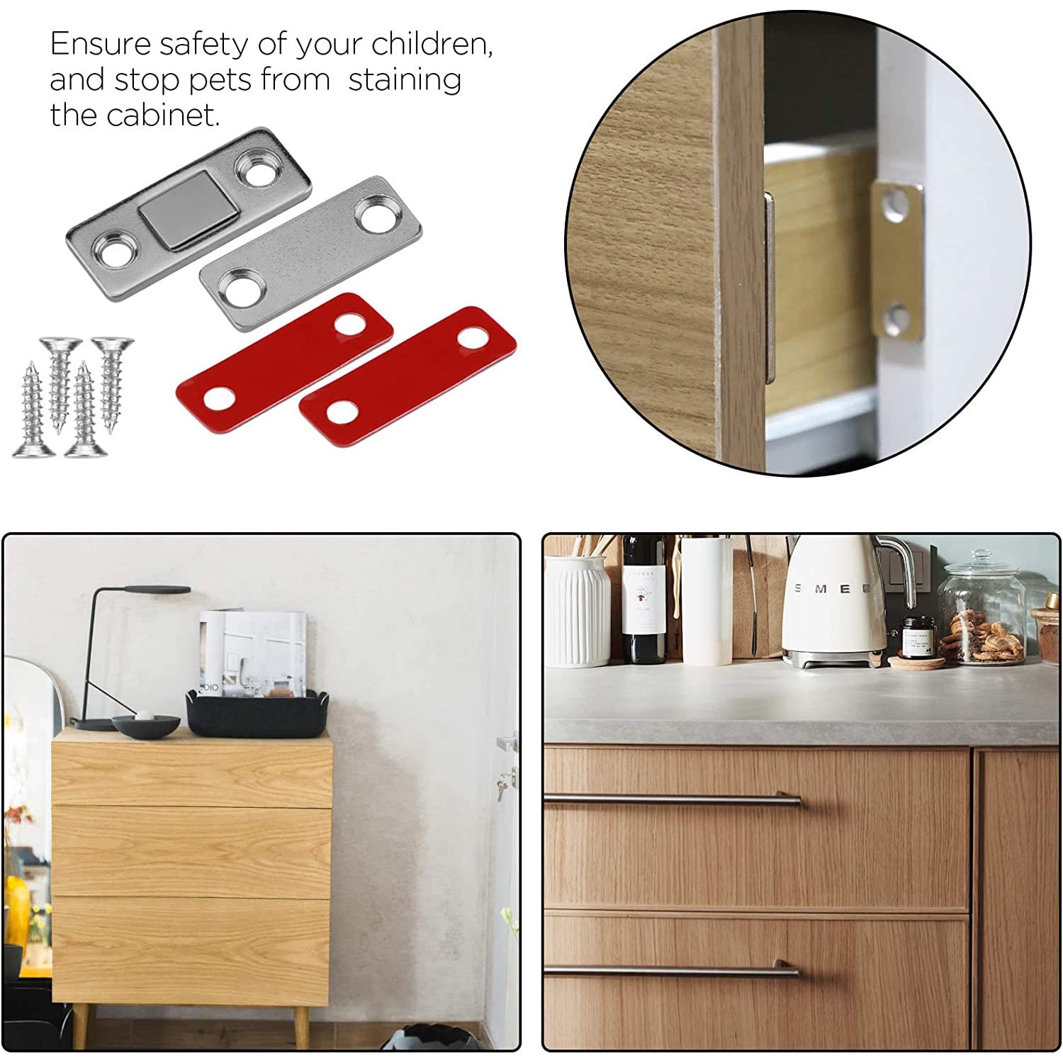 SOZOMO 10 Packs Cabinet Door Magnets, Magnetic Catch for Drawer Door, Magnetic Cabinet Closures, Thin Magnetic Door Magnets, for Cabinet, Drawer, Sliding Doors etc 3