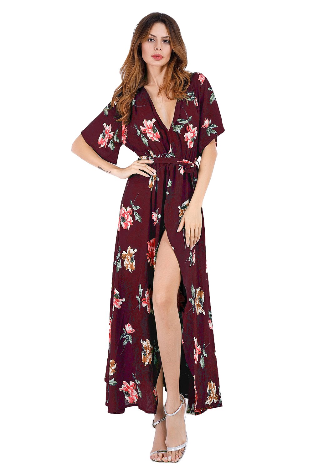 MisShow Damen Bohemian Blumendruck Strandkleid Sommerkleid Frauen Bademode