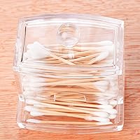 Vista 6 de Khakho 2 soportes para hisopos de algodón con tapa, soporte para hisopos de bolas de algodón, caja de almacenamiento de brotes de algodón, tarro