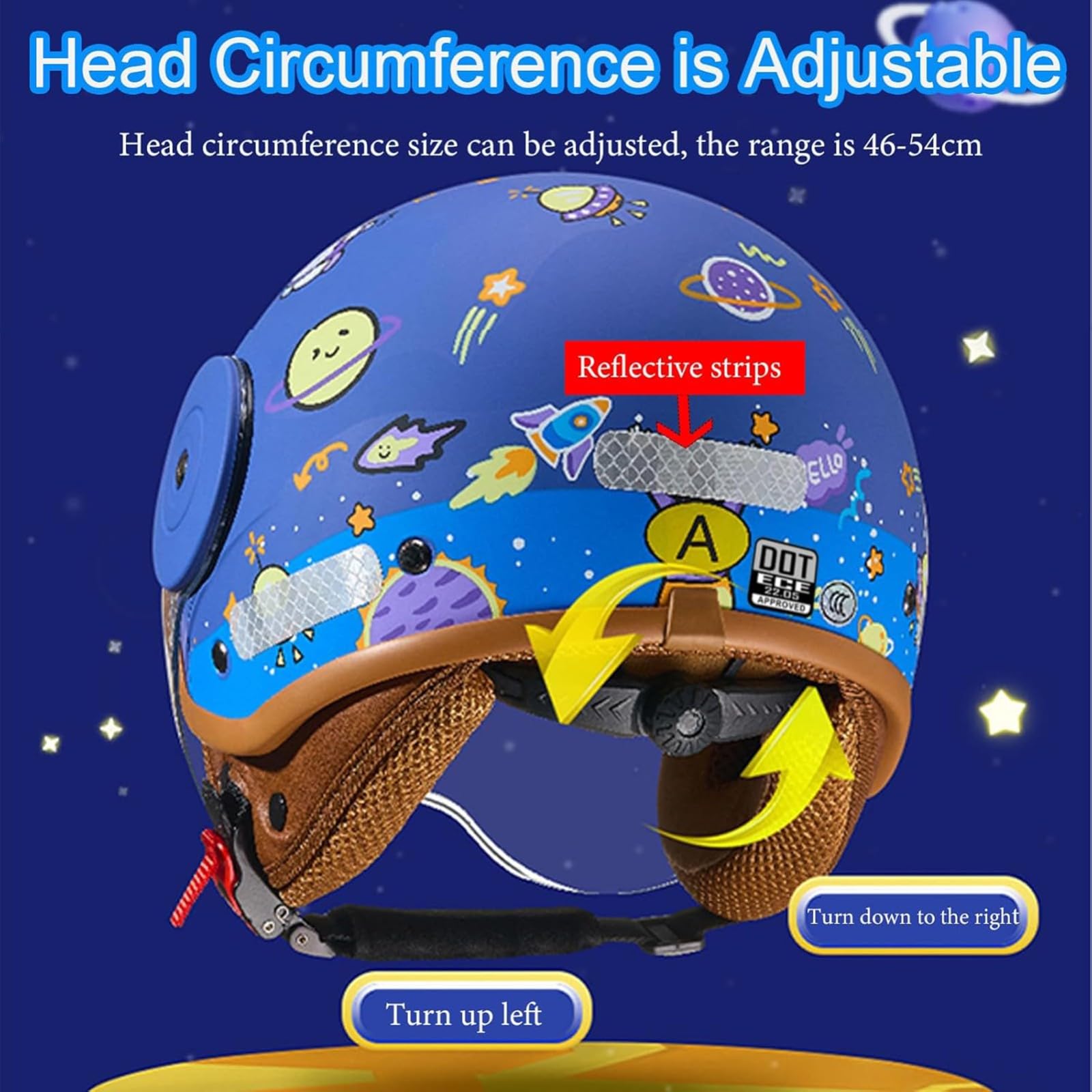 Casco De Moto Para Niños, Jet Con Visera Solar, Bonito Para Niña, Scooter Casco Para 5 A 12 Años R,46-54CM