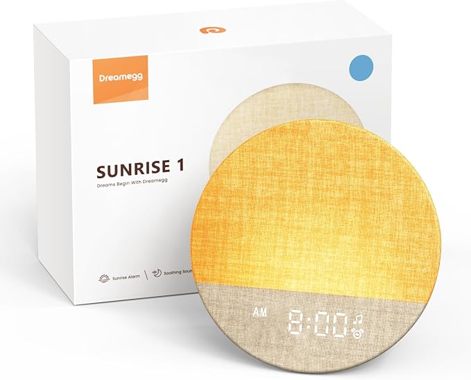 Dreamegg Sunrise 1 - Sunrise Alarm Clock, Sound Machine for Sleep, Customizable Sleep Routines, Dimmable Night Light, 29 Soothing Sounds, White Noise Machine, Wake Up Light for Bedrooms, Adults, Kids