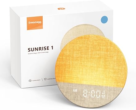 Dreamegg Sunrise 1 - Sunrise Alarm Clock, Sound Machine for Sleep, Customizable Sleep Routines, Dimmable Night Light, 29 Soothing Sounds, White Noise Machine, Wake Up Light for BedroomsBlue