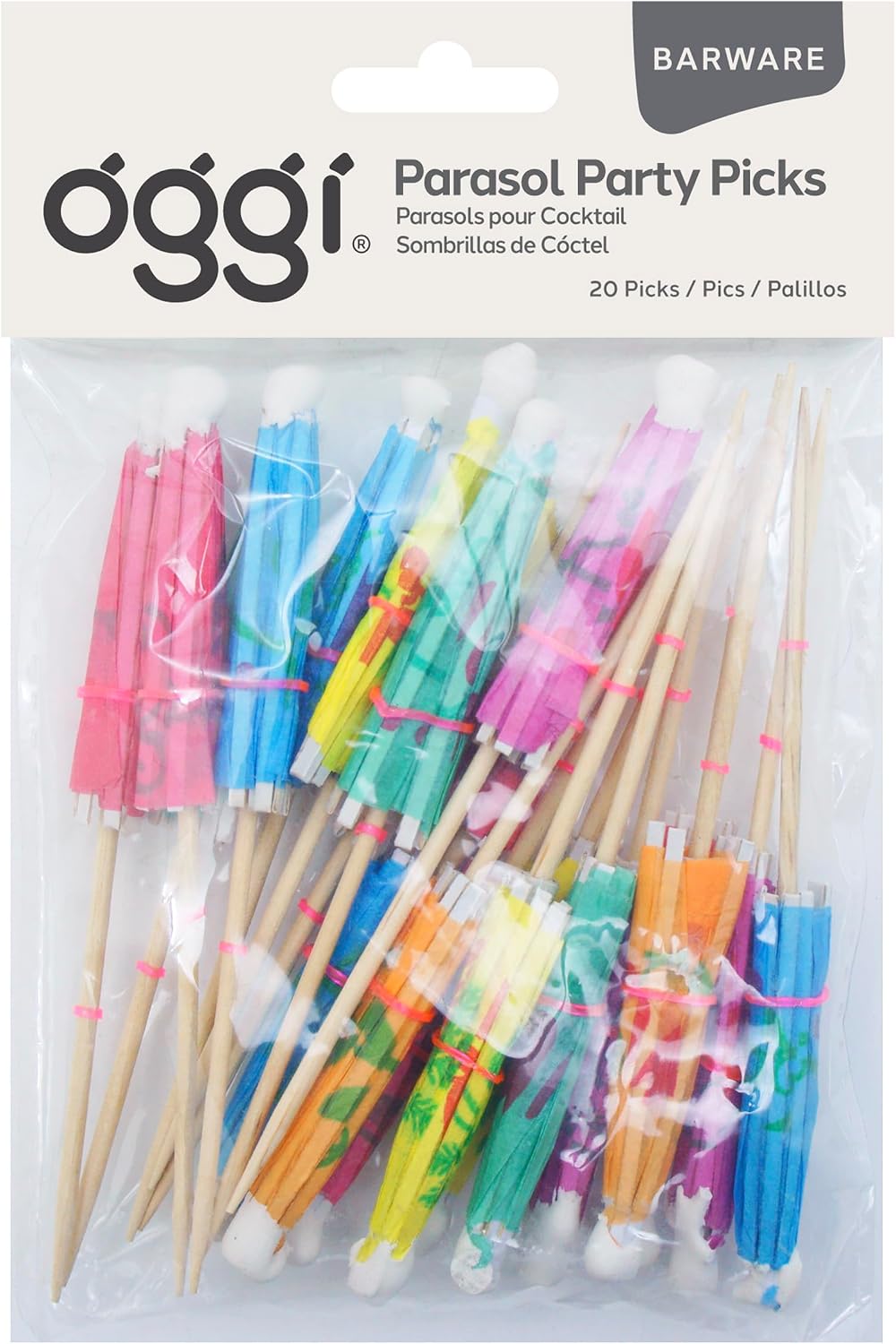 OGGI Cocktail Umbrellas for Drinks 20 pcs - Drink Umbrellas Cocktail Picks, Paper Drink Umbrellas, Mini Drink Umbrellas Toothpicks for Cocktails, 4.25" / 11cm