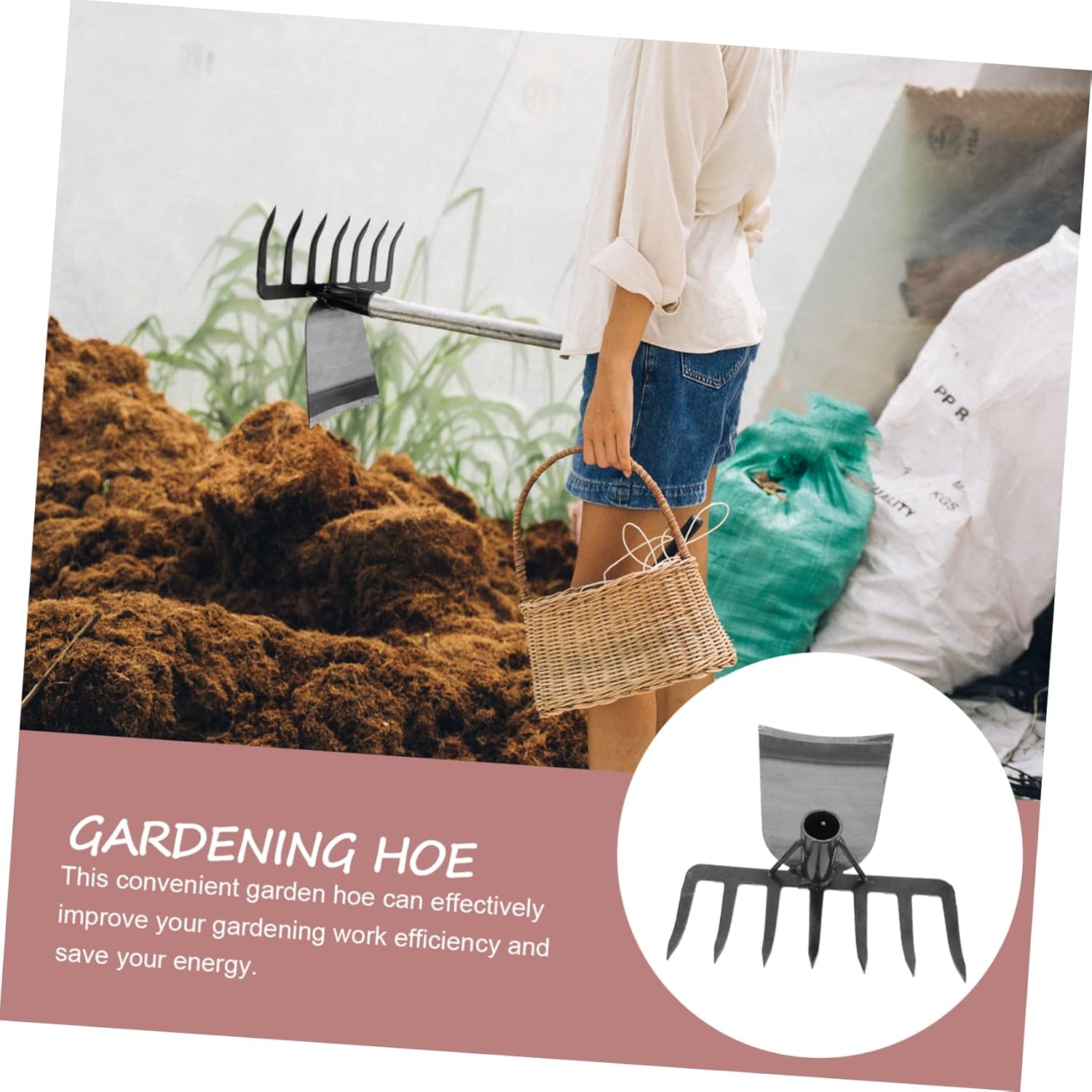 VICASKY Garden Hoe Rake Hand Rake Garden Tool Hoedag Gardening Digging Hoe Head