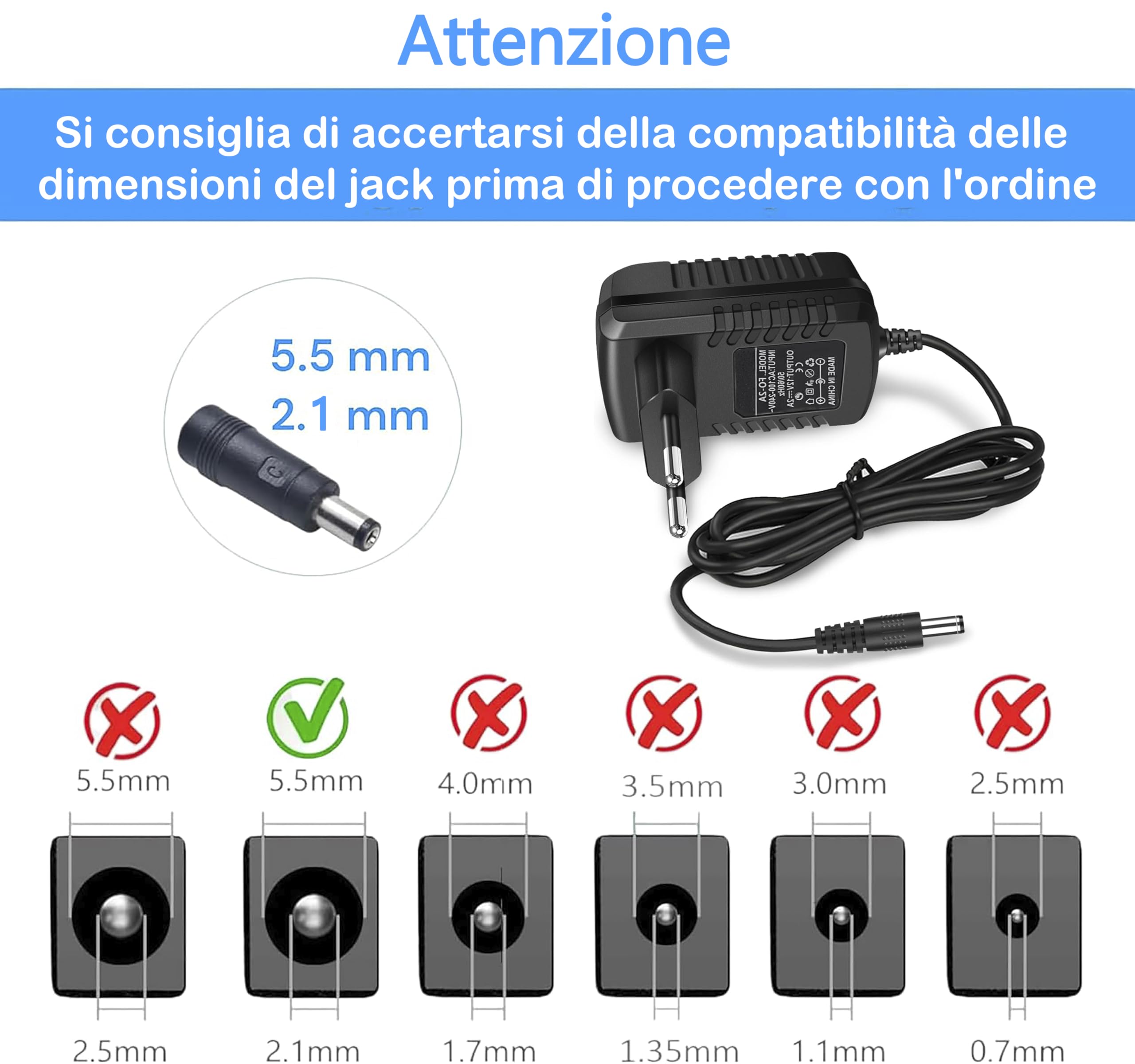 Adattatore Di Alimentazione 12V 2A Per Striscia Luminosa Per Telecamera Impermeabile Con Spina Ue 90742250