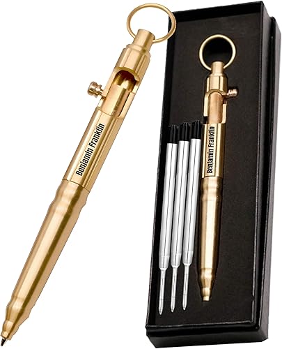 Bolígrafo de acción personalizado con texto personalizado, bolígrafo de latón con 3 recambios adicionales G2, decoración de oficina y negocios,