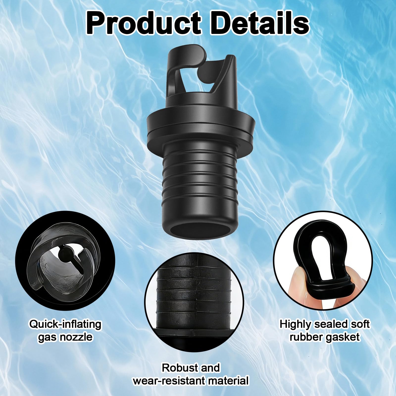 2 Pezzi Adattatore per Valvola Gommone, Nero Adattatore Pompa SUP, Plastica Adattatore per Kayak Valvola H-R, Adattatore Pompa per Gonfiabili, Adattatore Valvola Aria SUP per Barca, Gommoni