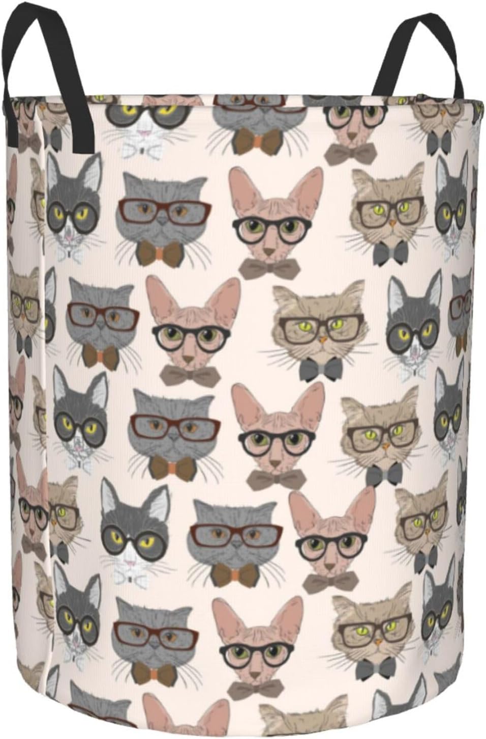 Large Laundry Basket with Handles - Glasses Cornish Rex Cute Cat Baby Kids Dirty Clothes Laundry Hamper