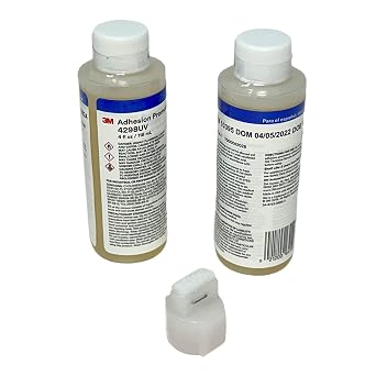 معزز التصاق 3M 4298UV - شريط تمهيدي 24 أونصة/118 مل زجاجات مع أداة تطبيق ذات طرف لباد مقاس 0.750 بوصة x 0.312 بوصة زجاجتين