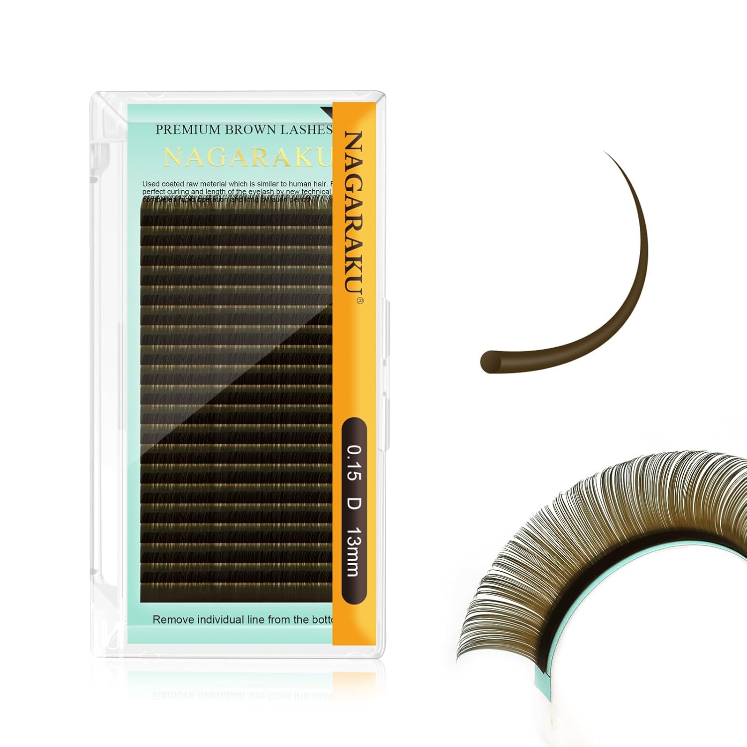 NAGARAKU Natural Brown Color Individual Eyelash Extensions Classic Lashes Faux Mink Soft False Eye Lashes Supplies 20 Rows