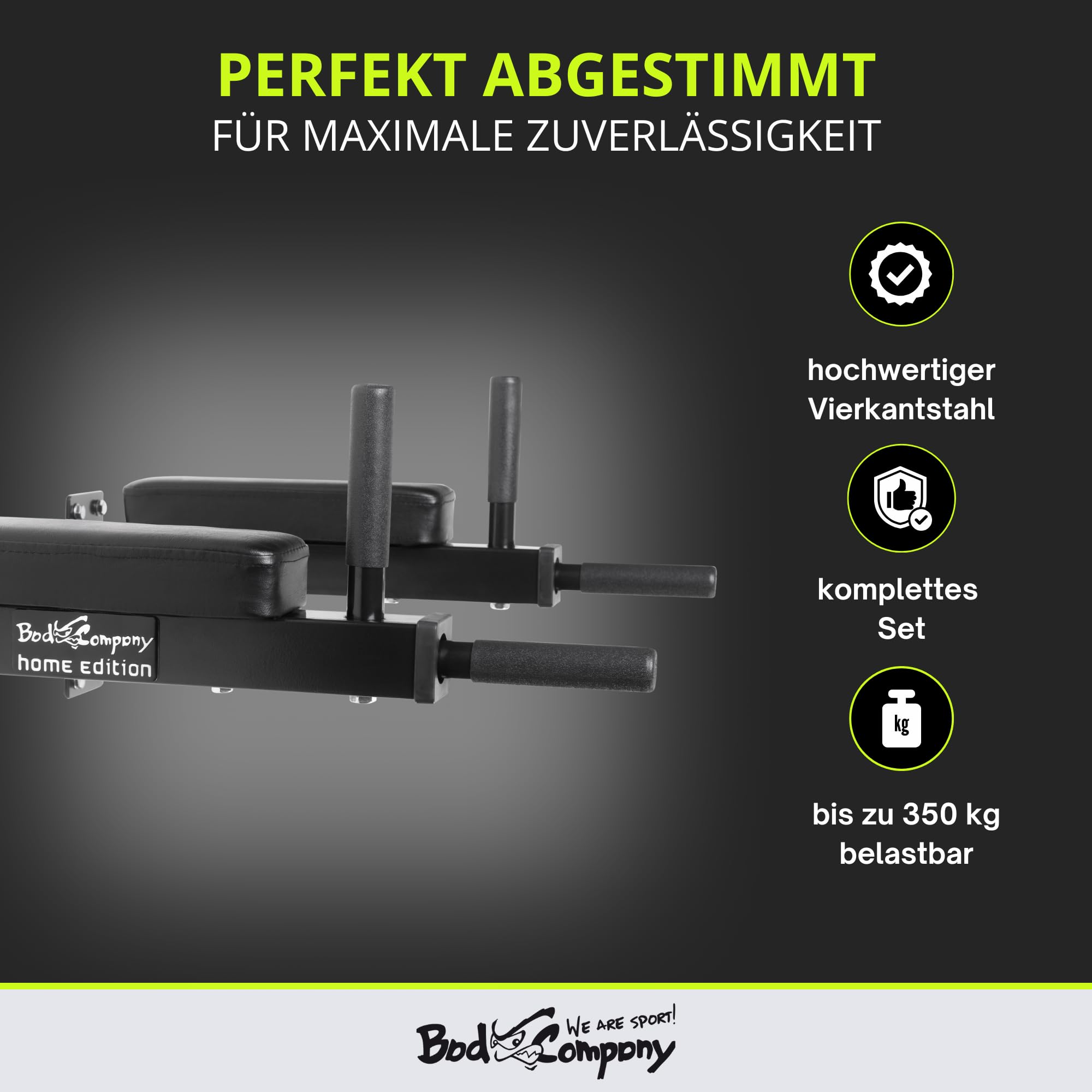 Bad Company Dip-Station zur Wandmontage I Dips-Barren zur Anbringung an der Wand für das Homegym I Parallettes I BCA-46
