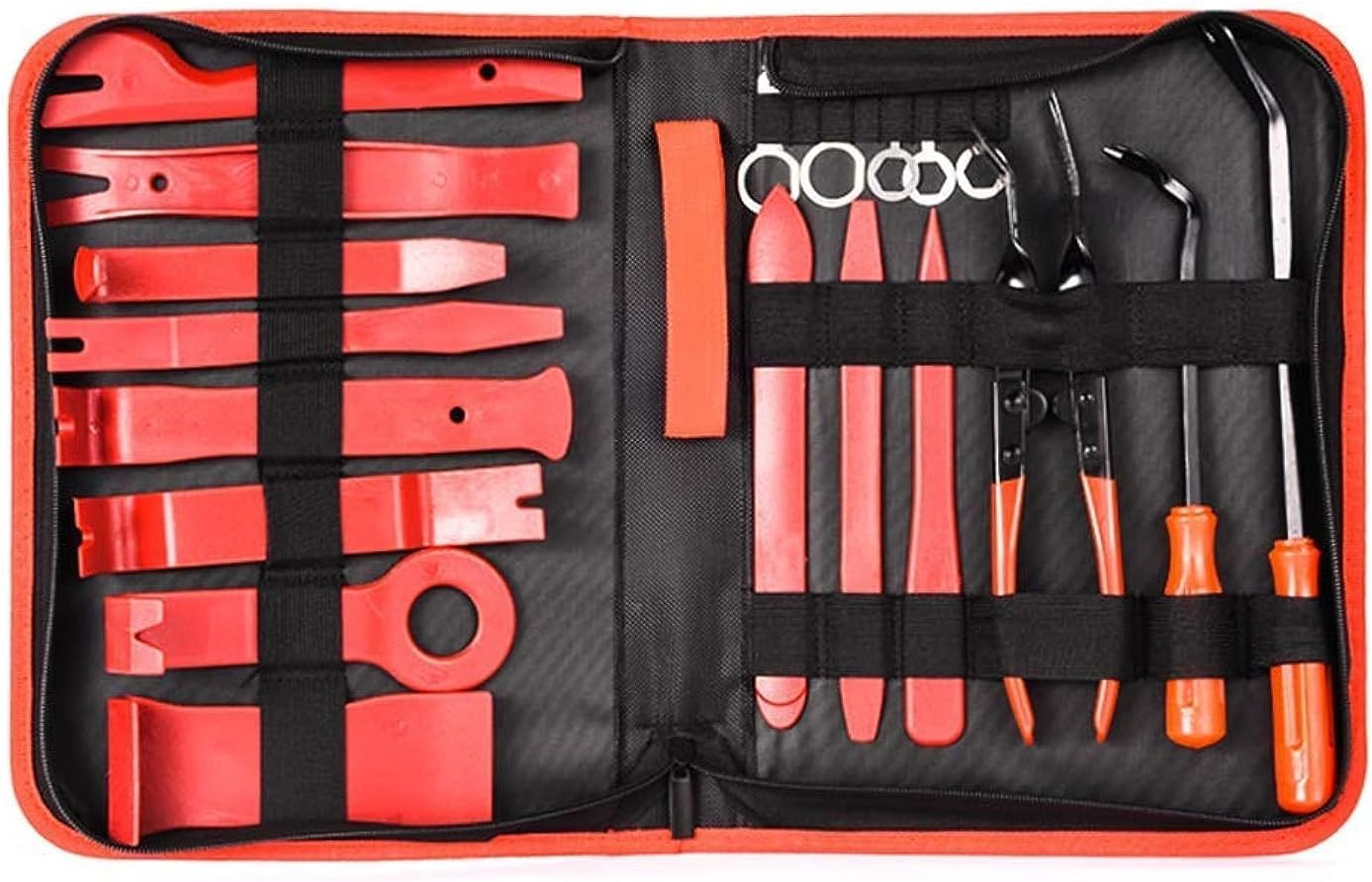 19Pcs Auto Audio Trim Removal Tool Set & Clip Plier Upholstery Fastener Remover Nylon Dash Door Panel Stereo