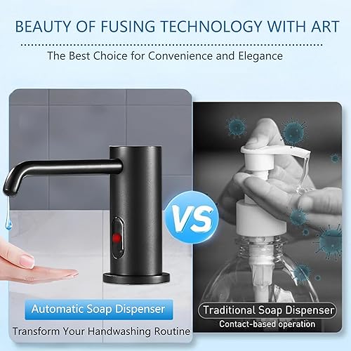 Miniatura 4 de Dispensador automático de jabón sin contacto para cocina y baño, dispensador de jabón eléctrico comercial integrado, sensores infrarrojos mejorados,