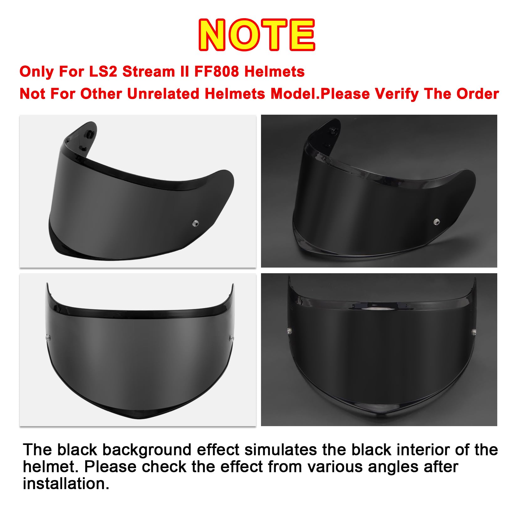 PSLER Visiera Casco per LS2 Stream II FF808 - Visiera Colorata Accessori per Casco da Moto Ricambio(Nero)