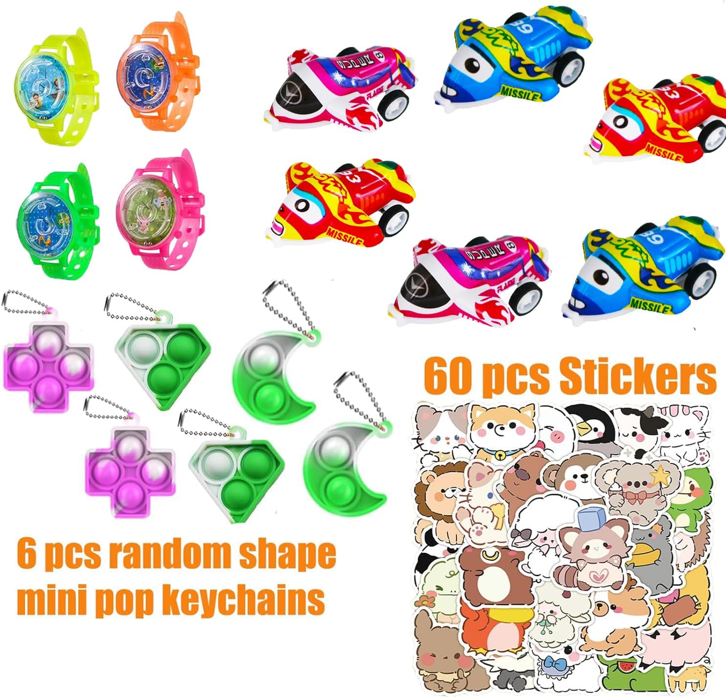 Mctuoba 128 Pcs Party Favors for Kids, Pop Fidget Toys Bulk, Treasure Box Toys, Pinata Stuffers, Classroom Prizes, Goodie Bag Filler, Treasure Chest Carnival Prize for Boys Girls 4-8