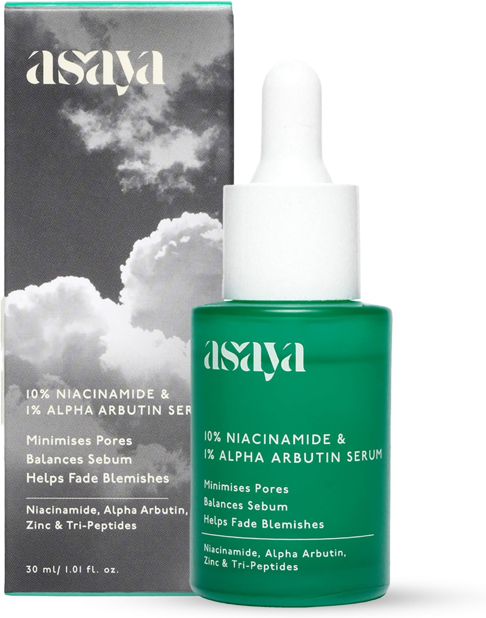 - Asaya 10% Niacinamide Face Serum | With Alpha Arbutin & Zinc PCA | Fades Acne Marks, Dark Spots & Blemishes | Controls Sebum & Minimizes Pores | Brightens Skin & Evens Tone | With Tripeptide & Vitamin E for Barrier Repair | Lightweight & Non-Comedogenic | For Oily & Acne-Prone Skin | Men & Women | 30ml