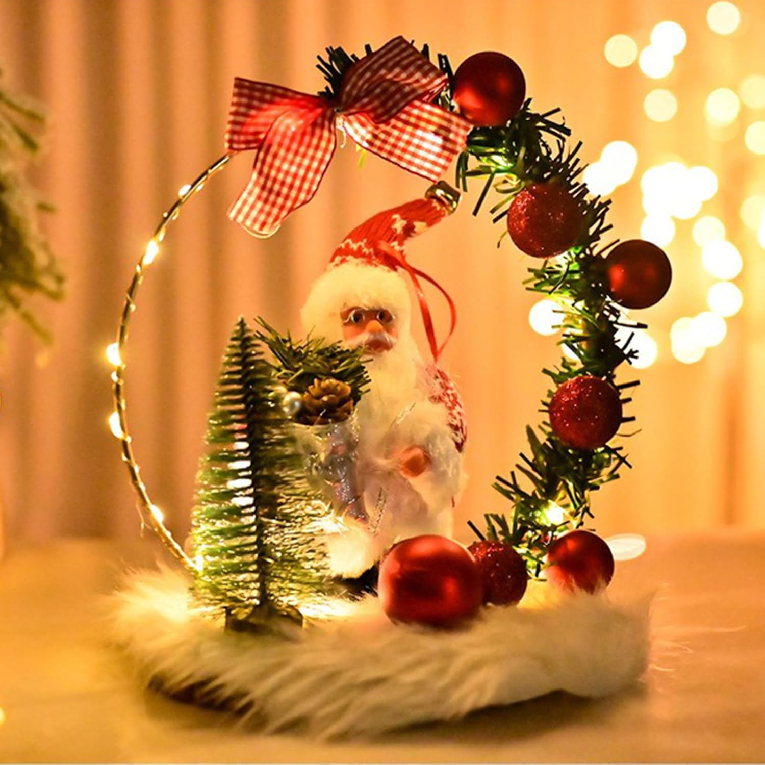 MINGZHE Santa Claus Ornaments,Christmas Standing Santa Figurine Christmas Stuff Vintage Christmas Ornaments Christmas Table Decorations (Santa Claus Deer)
