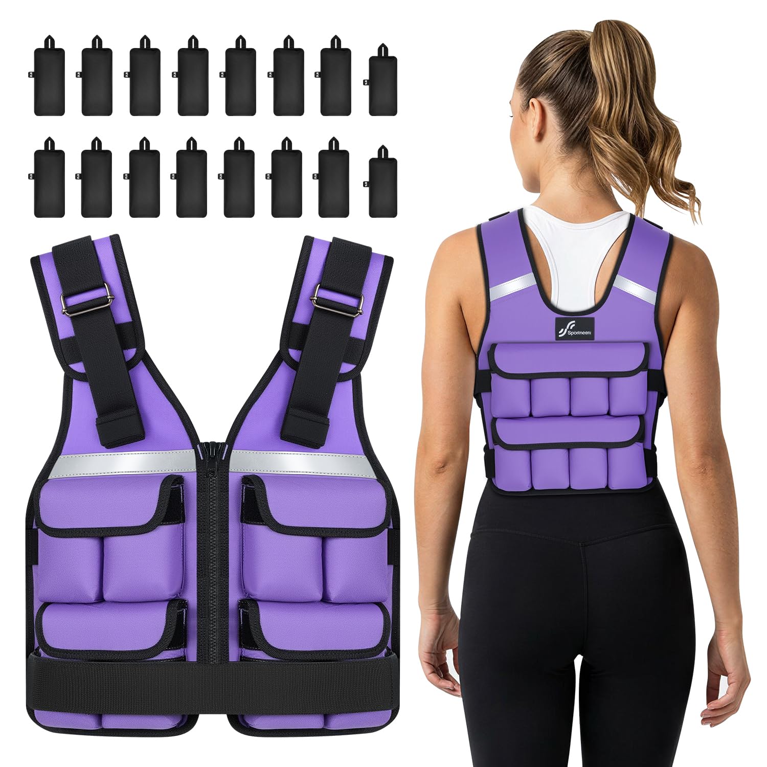 Sportneer Weighted Vest 0.9-13.6kg, Purple