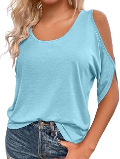 2025 - Mujeres Casual Sólido Cuello Redondo Hombro Hombro Frío Media Manga Camisa Blusa Top Blusa Mujer Azul Cuadros