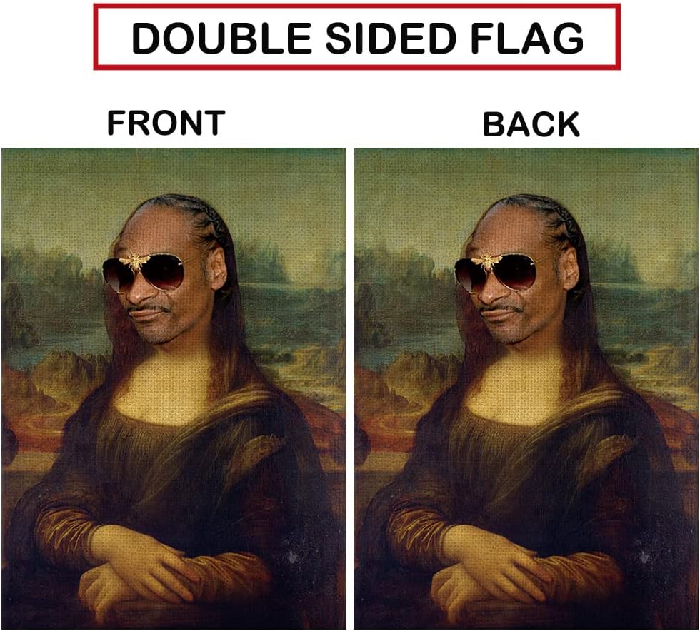 Mona Lisa Garden Flag Vertical Double Sided Funny Meme Flag for Indoor and Outdoor Yard Party Decor 12.5 x 18 Inch - Image 3