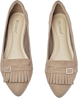 Women's Wide Width Flat Shoes, Fashion Classic Slip on Comfortable Sole Ballet Flats.(2210001,TA/MF,10 Wide)