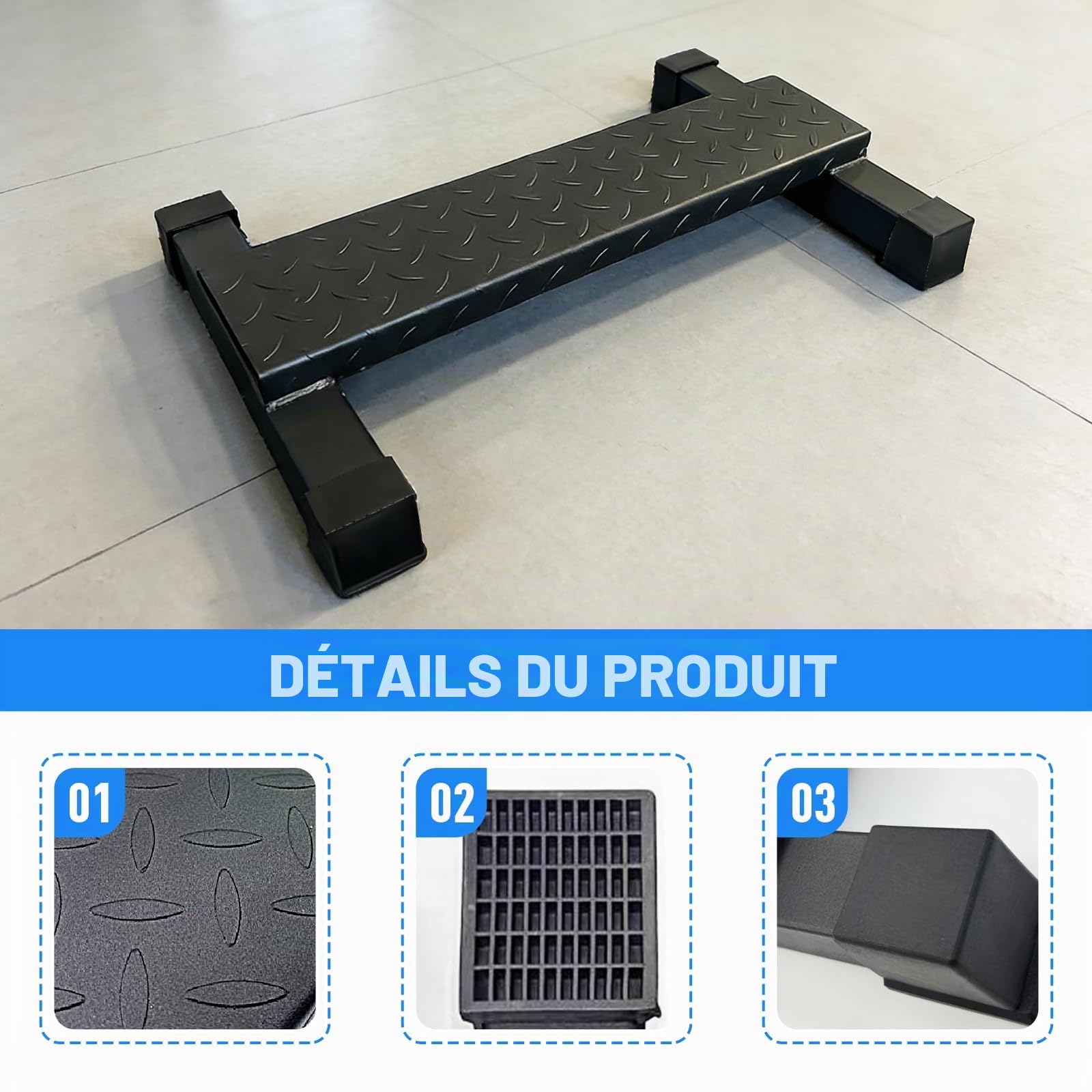 Entraîneur de mollet, barre de levage polyvalente, bloc de mollet en acier massif antidérapant pour levés de mollets, squats, étirements des pieds et exercices de dip, fitness à domicile, stable et