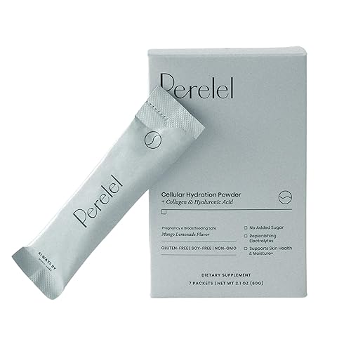 Vista 9 de Perelel Polvo de hidratación, suplemento de electrolitos con colágeno y ácido hialurónico, sabor a limonada de mango, sin soja y gluten, sin OMG