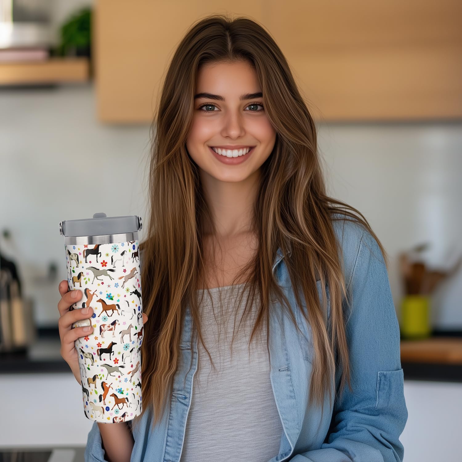 Horse Tumbler with Handle Gifts Stuff for Women Girls Stainless Steel 30oz Insulated Water Bottle Cup Mug Gift for Men Horse Lovers - Image 7