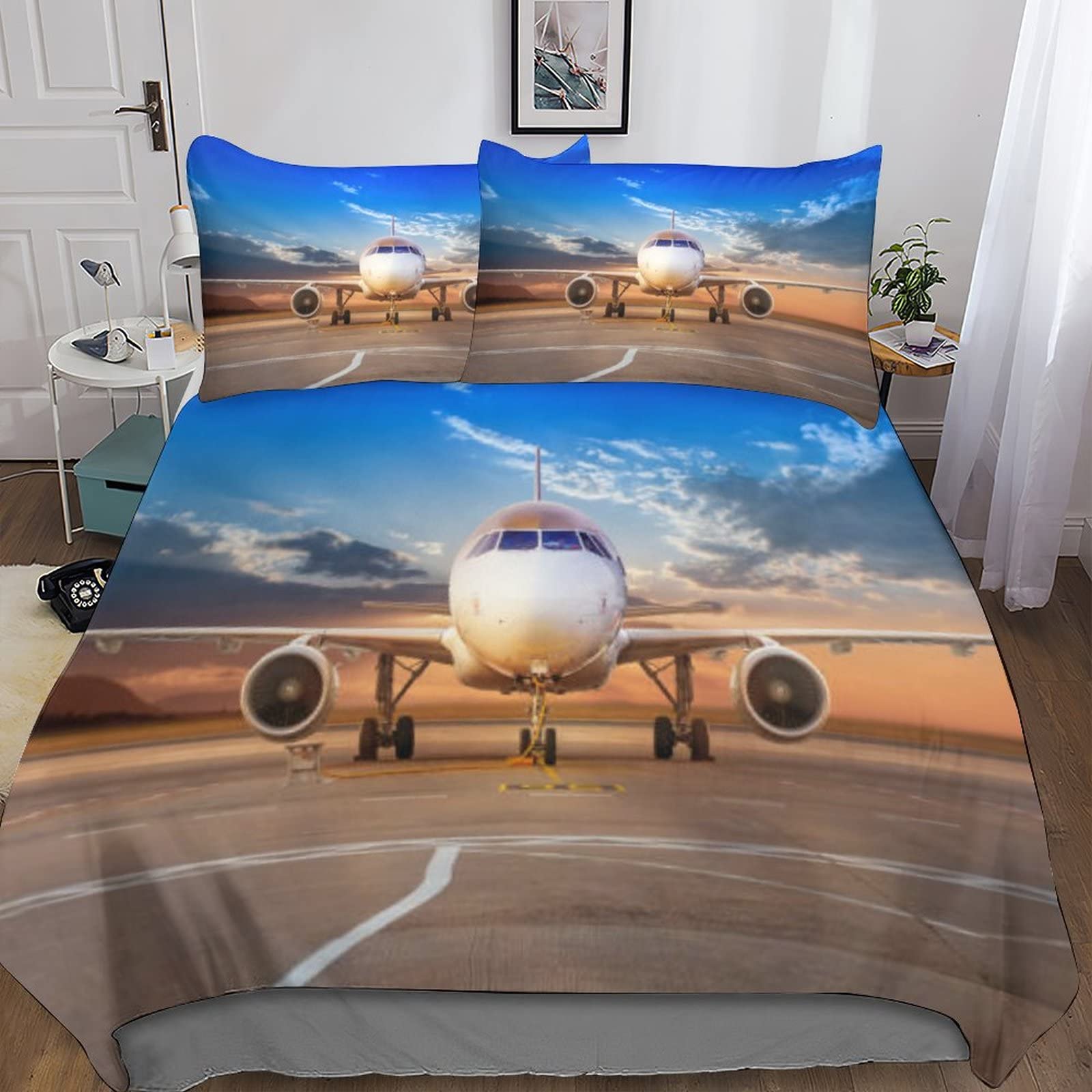 Housse de couette aéronefs 200x200 cm pour transformer la chambre des enfants et des adultes