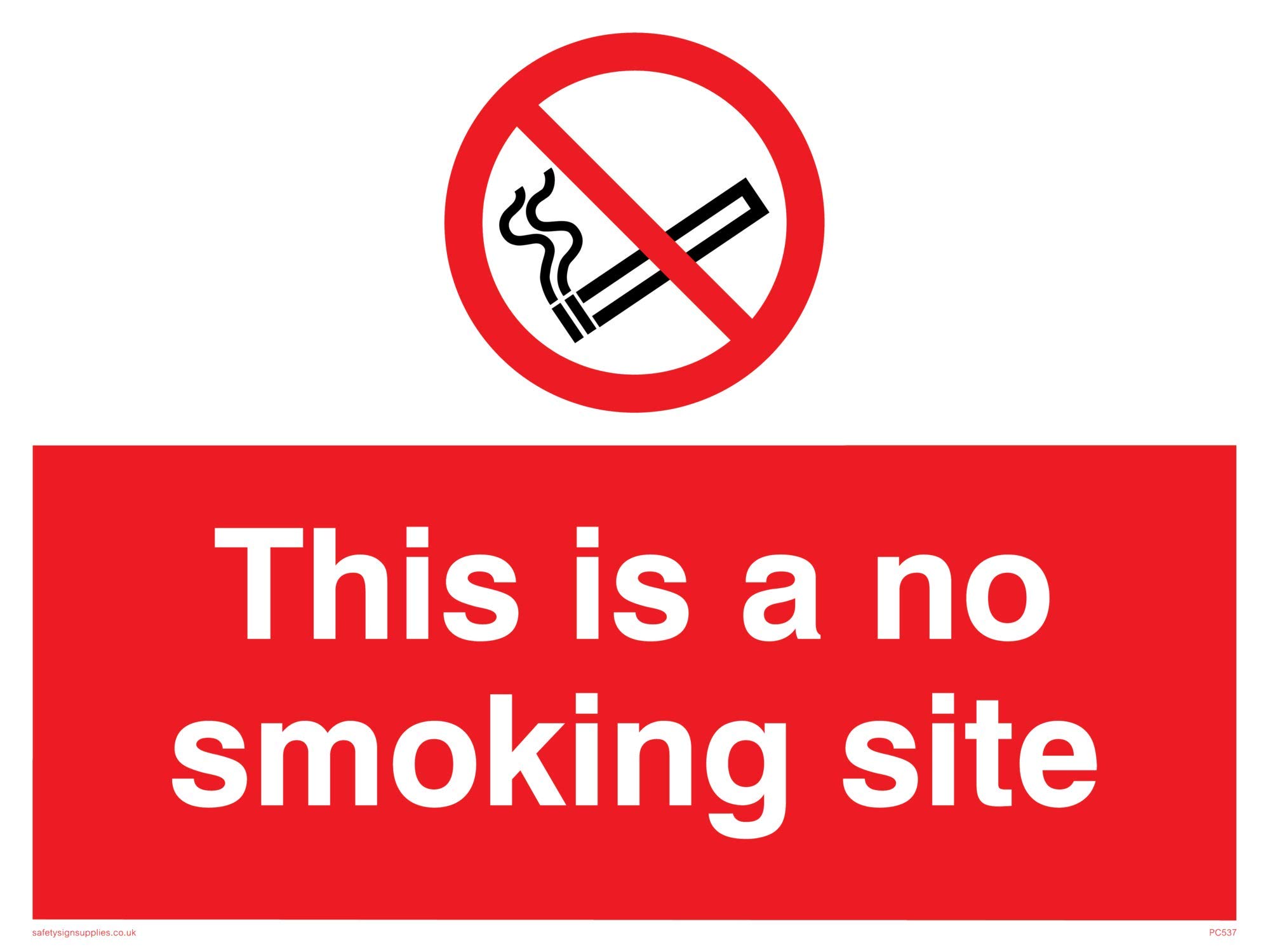 Viking Signs PC537-A3L-AC "This Is A No Smoking Site" Sign, Aluminium Composite, 300 mm H x 400 mm W